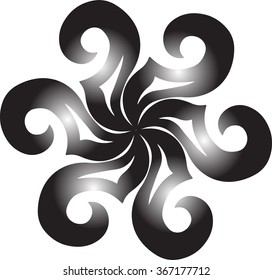 An abstract black and white element of ornament