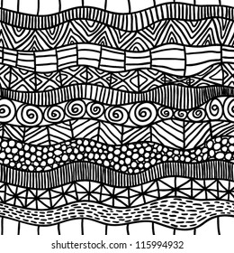 abstract black and white ethnic seamless pattern