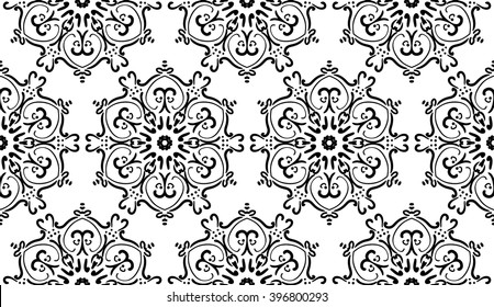 abstract black and white ethnic seamless pattern