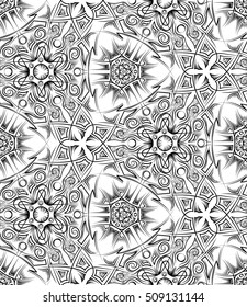 abstract black and white ethnic seamless pattern. Pagan ornament. Vector