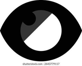 Abstract black and white eye graphic design element.  Perfect for logos, branding, or visual communication projects needing a modern, minimalist aesthetic.