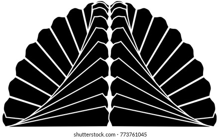 Abstract Black and White Fan Shaped Confrontation Concept Pattern Vector Illustration