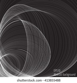Abstract black and white filamentous background.Vector illustration. Yarns of cosmos.