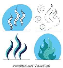 Abstract Black and White Flame Shapes Graphic Design Element