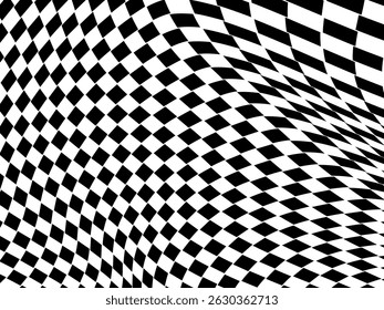Abstraktes schwarz-weißes flaches Design mit kariertem Muster. Weißer geometrischer Hintergrund. Vektorgrafik.
