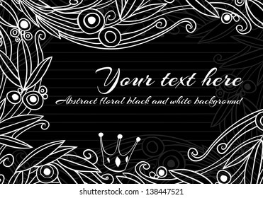 abstract black and white floral background
