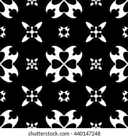 Abstract black and white floral ornament seamless pattern for wallpapers and background.