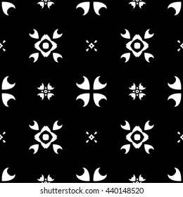 Abstract black and white floral ornament seamless pattern for wallpapers and background.

