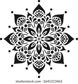 Abstract black and white floral pattern with decorative vintage ornaments, swirls, and leaf elements for a stylish retro design