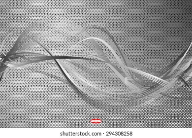 abstract black white floral pattern with curve isolated on dark gray background. vector illustration