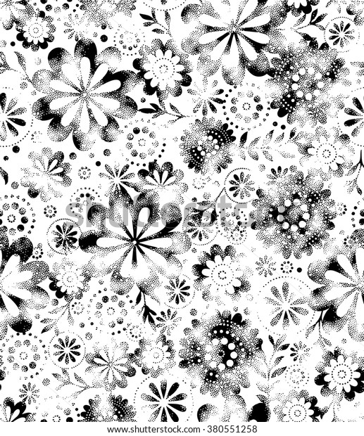 Abstract Black White Floral Pattern Stock Vector (Royalty Free) 380551258