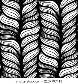 Abstract black and white floral seamless pattern 