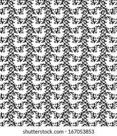 Abstract black and white floral vector seamless pattern. 