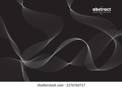 Abstract black and white flow line digital technology, smooth particle wave, big data techno, design concept background and wallpaper, vector eps
