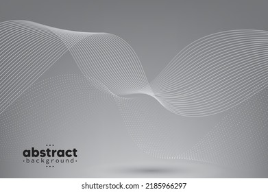 Abstract black and white flow line digital technology, smooth particle wave, big data techno, design concept background and wallpaper, vector eps

