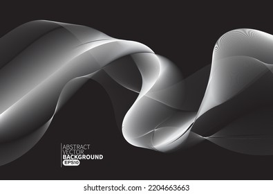 Abstract black and white flow line digital technology, smooth particle wave, big data techno, design concept background and wallpaper, vector eps 
