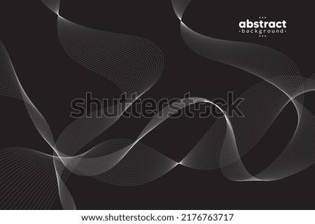 Abstract black and white flow line digital technology, smooth particle wave, big data techno, design concept background and wallpaper, vector eps
