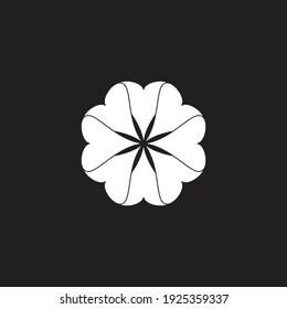 Abstract black and white flower, card, vector