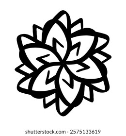 Abstract black and white flower mandala design.