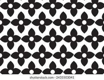 Abstract black and white flower pattern design.