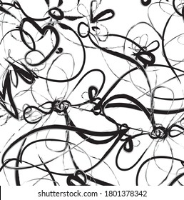 Abstract black and white flowers with paint brush and strokes, scribble pattern background. creative nice hand drawn and splash colours for your design. Nice tone colours fantasy stripes and grunge