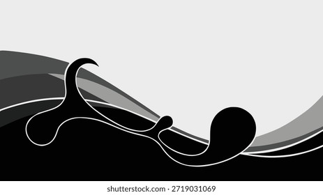 Abstract Black and White Fluid Wave Background