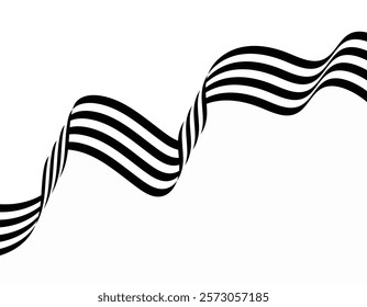 abstract black and white fluidity wave stripes twisted smooth textured pattern ribbon design background