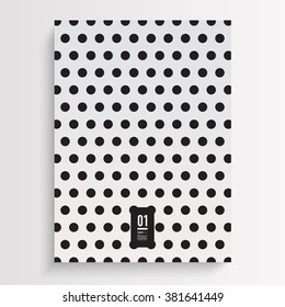 Abstract black and white flyer or book cover design with dots pattern background and your text 
Eps 10 stock vector illustration 