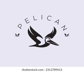 abstract black white flying pelican art logo icon symbol design template illustration inspiration