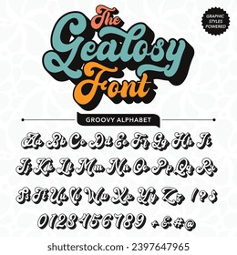 Abstract Black and White the gealosy Script Retro Font template design