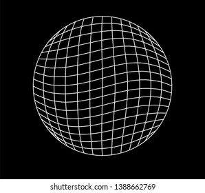 Abstract black and white generative art background with glitched wireframe of sphere. Conceptual illustration of high-tech/ cyberpunk technologies of future/ virtual reality.