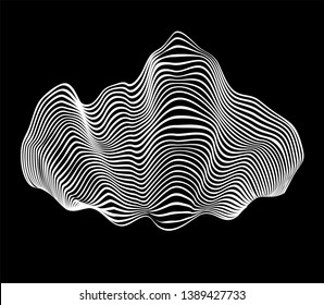 Abstract black and white generative art background with glitched grid wireframe. Conceptual illustration of high-tech/ cyberpunk technologies of future/ virtual reality.