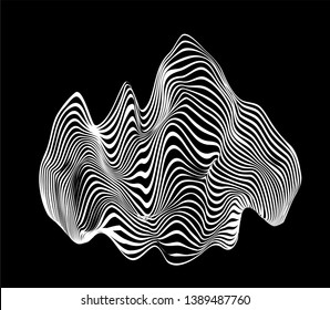 Abstract black and white generative art background with glitched grid wireframe. Conceptual illustration of high-tech/ cyberpunk technologies of future/ virtual reality.