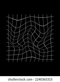 Abstract black and white generative art background with glitched grid wireframe. Conceptual illustration of high-tech or cyberpunk technologies of future or virtual reality.