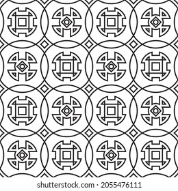 Resumen de fondo geométrico blanco y negro con símbolos étnicos. Círculos al fondo. Textos, adornos de papel pintado, papel, textiles, tela