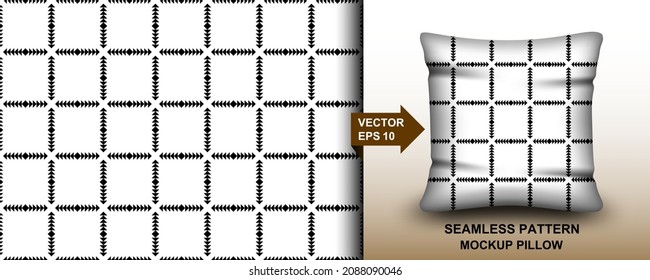Resumen. el patrón de fondo geométrico en blanco y negro es sin fisuras.  almohada de plantilla de maquillaje sin fisuras. Vector.