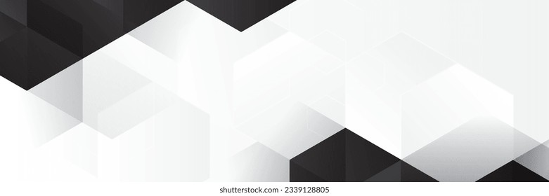 Abstract black and white Geometric banner design background.