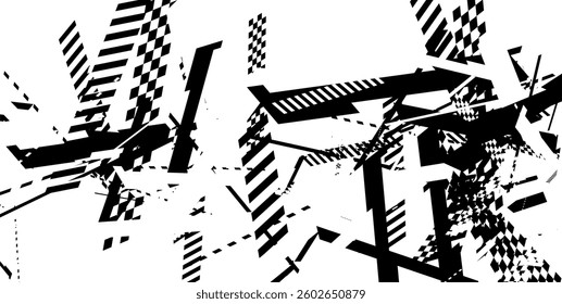 Abstract Black  White Geometric Chaos