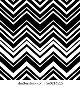Abstract black and white geometric chevron seamless pattern, vector