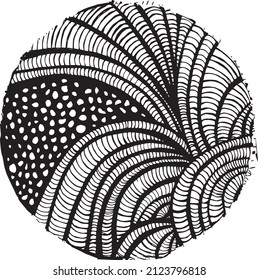 Resumen Diseño geométrico en blanco y negro Ilustración de la línea de tinta