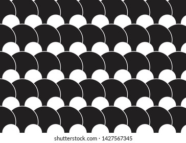 Abstract Black and White Geometric Double Circles Background