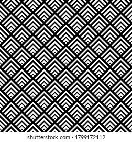 Abstract. black and white geometric line background pattern seamless design for mask face, pillow, clothing, fabric, gift wrap. Vector.