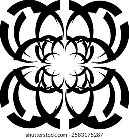 Abstract Black and White Geometric Mandala. illustration and vector logo.