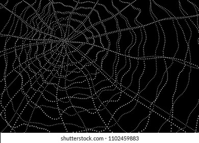 Abstract Black and White Geometric Pattern with Web of Spider. The Halloween Symbol. Wicker Structural Texture. Vector Illustration