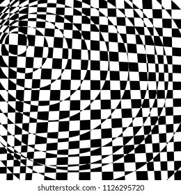 Abstract Black and White Geometric Pattern with Circles. Contrasty Optical Psychedelic Illusion. Spiral Wicker Structural Texture. Vector Illustration