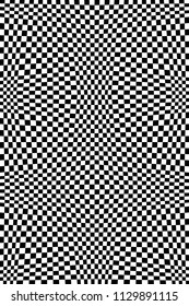 Abstract Black and White Geometric Pattern with Squares. Contrasty Optical Psychedelic Illusion. Chessboard Wicker Structural Texture. Vector Illustration