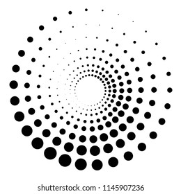 Abstract Black and White Geometric Pattern with Circles. Spiral-like Spotted Tunnel. Contrasty Optical Psychedelic Illusion. Vector Illustration
