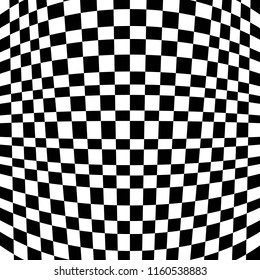Abstract Black and White Geometric Pattern with Squares. Contrasty Optical Psychedelic Illusion. Chessboard Wicker Texture. Vector Illustration