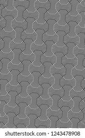 Abstract Black and White Geometric Pattern with Stripes. Contrasty Optical Psychedelic Illusion. Vector Illustration