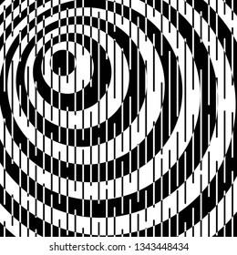 Abstract Black and White Geometric Pattern with Circles. Spotted Optical Psychedelic Illusion. Raster. 3D Illustration